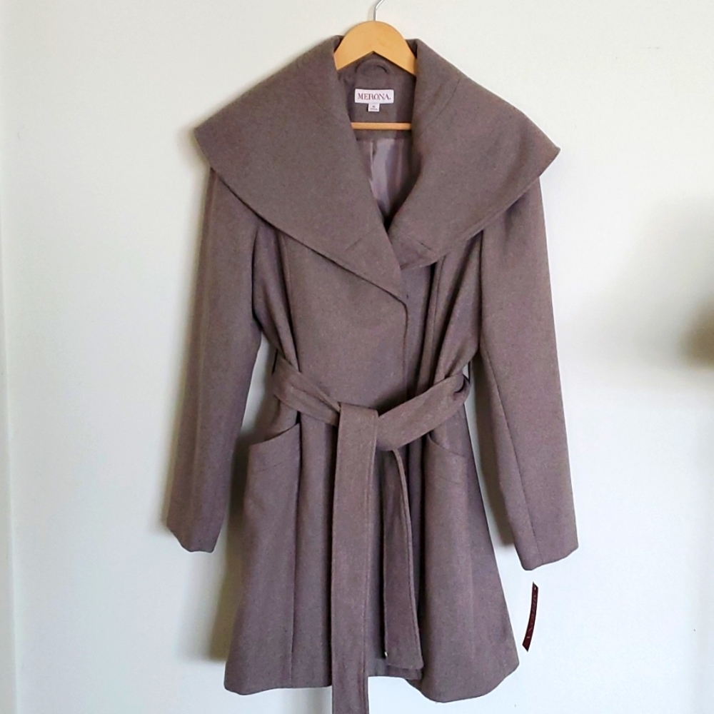Wmn Merona Jacket, XL, Taupe